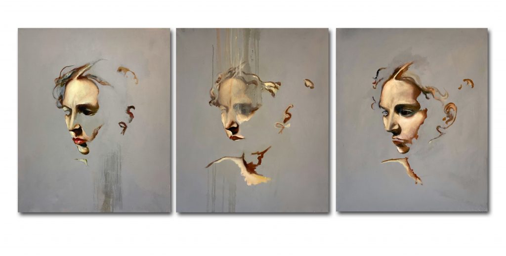 Triptyque 08 – huile sur toile – oil on canvas – 50×60 cm (each panel) – 2022